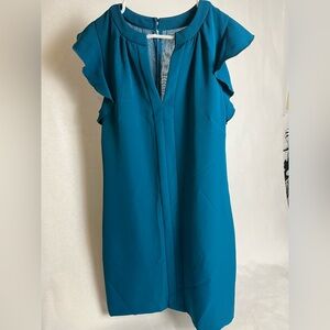Vince Camuto Teal Dress with Ruffle Detail